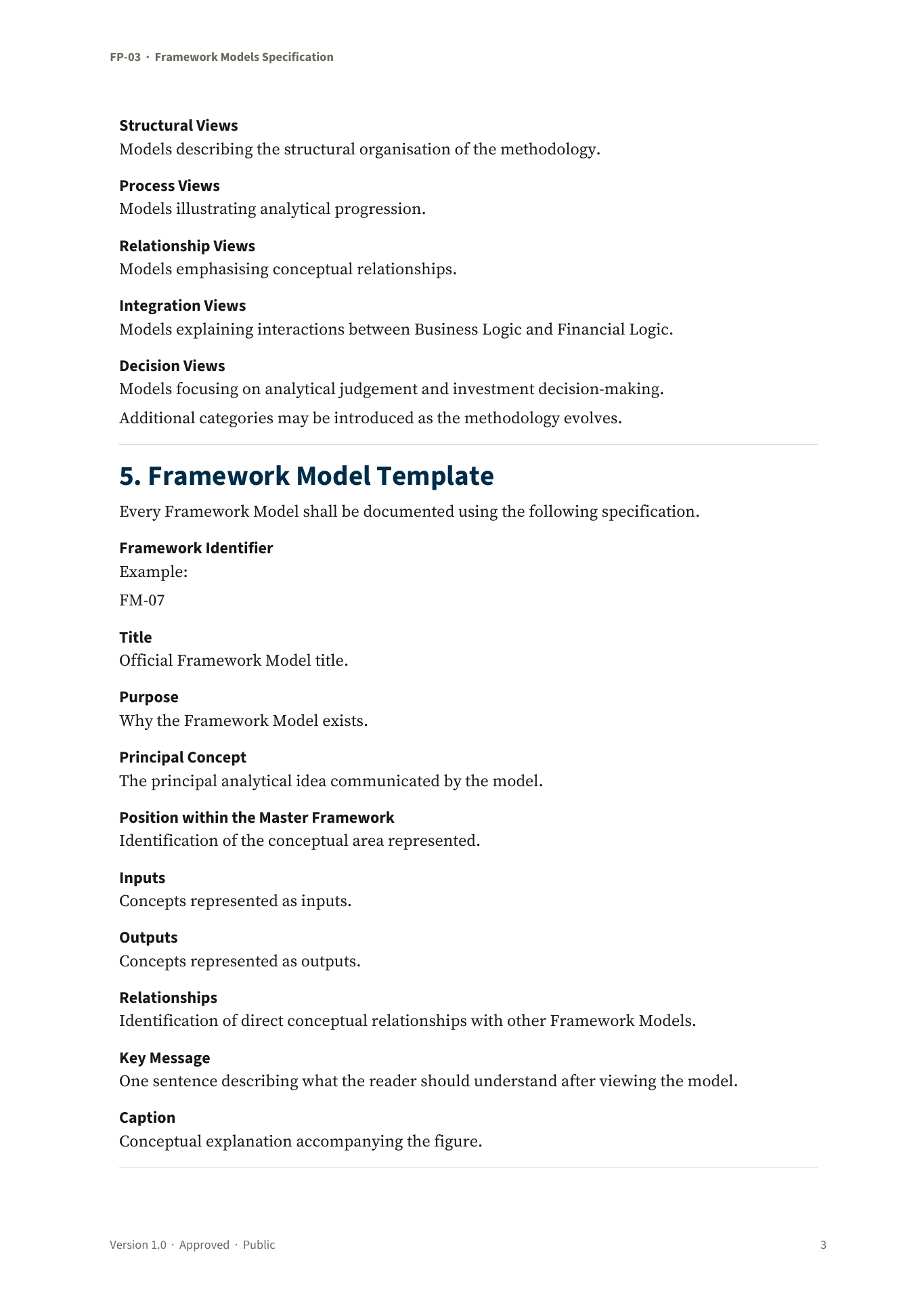 Framework Models Specification — page 3 of 5