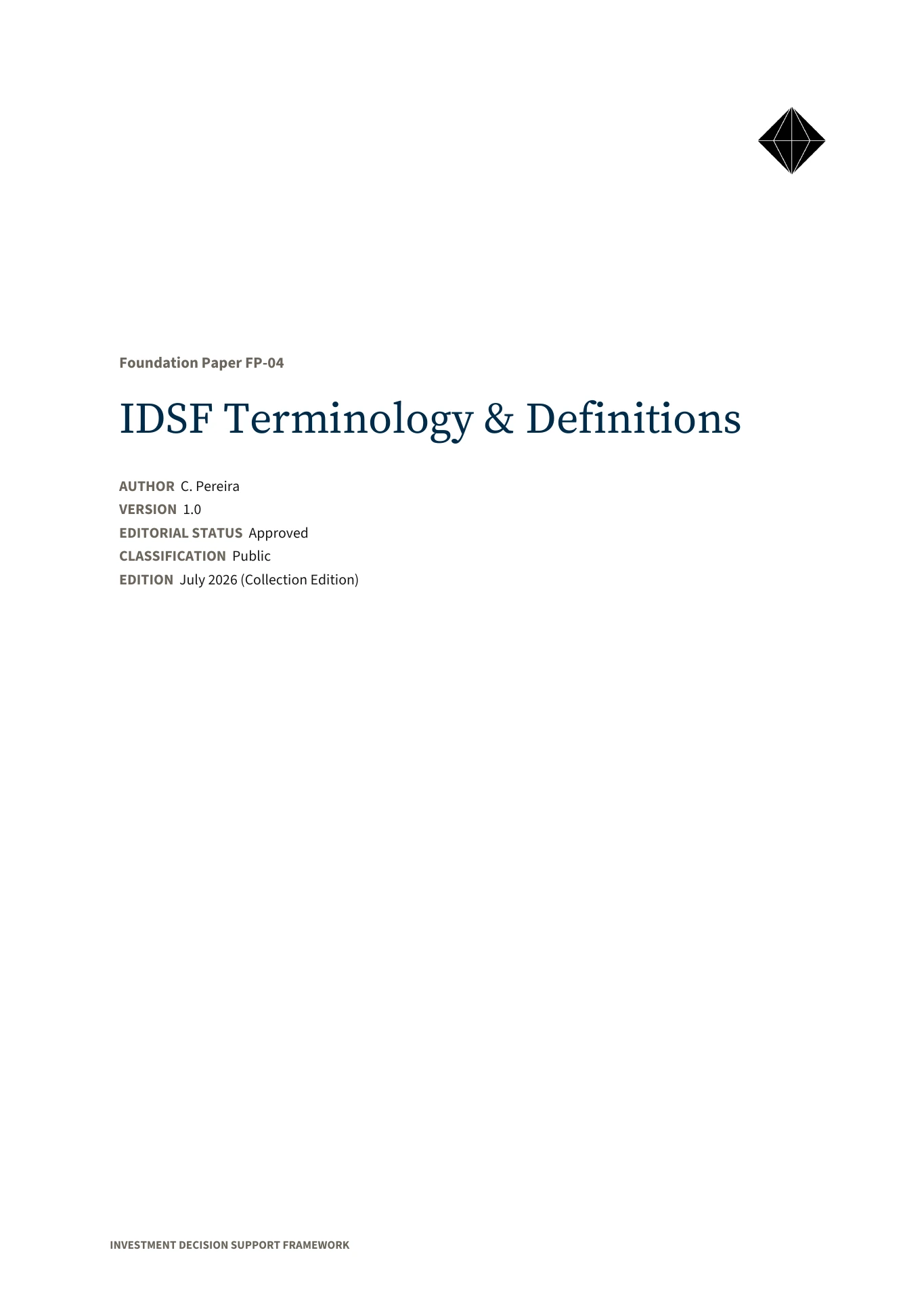 IDSF Terminology & Definitions — publication preview