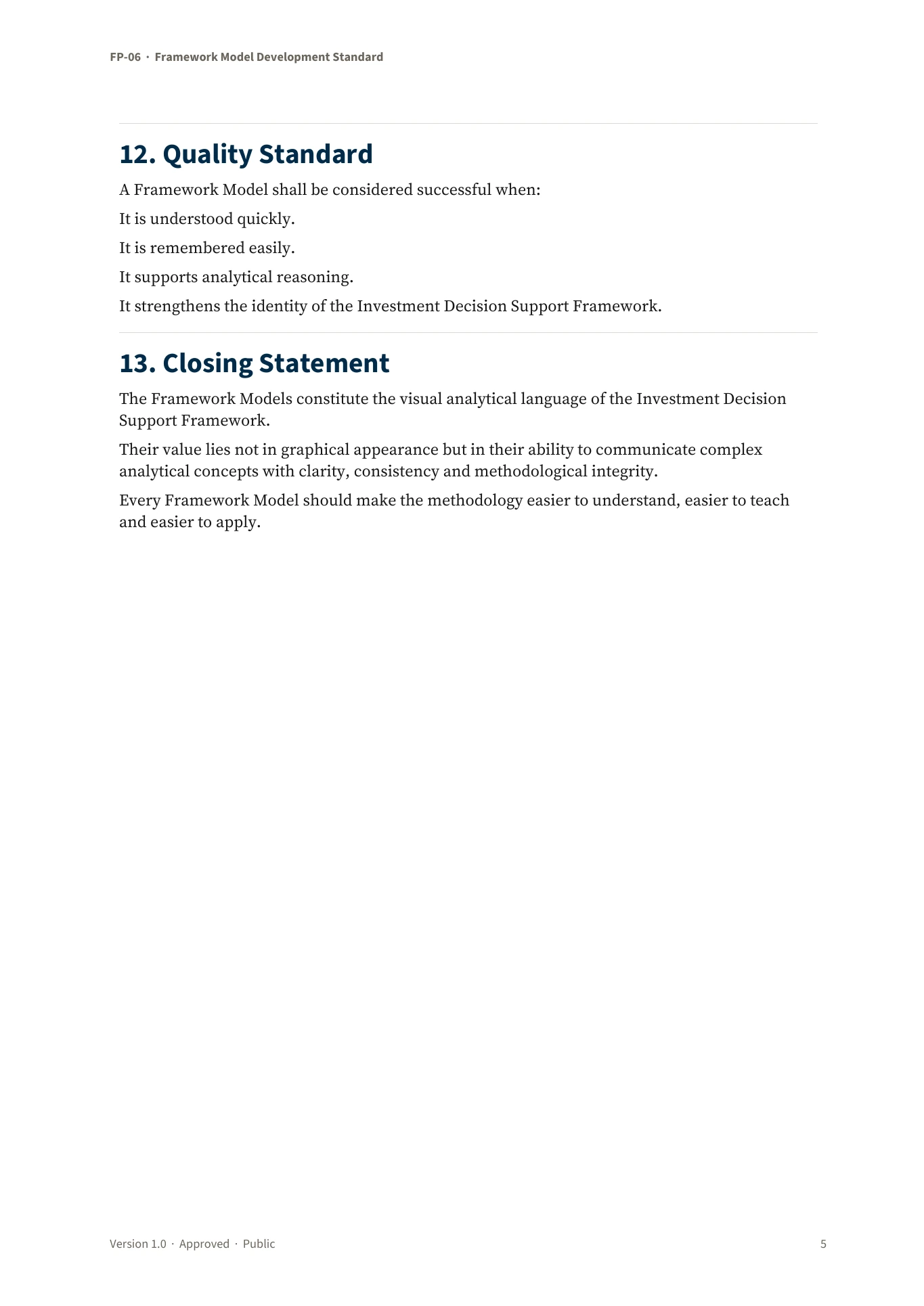 Framework Model Development Standard — page 5 of 5