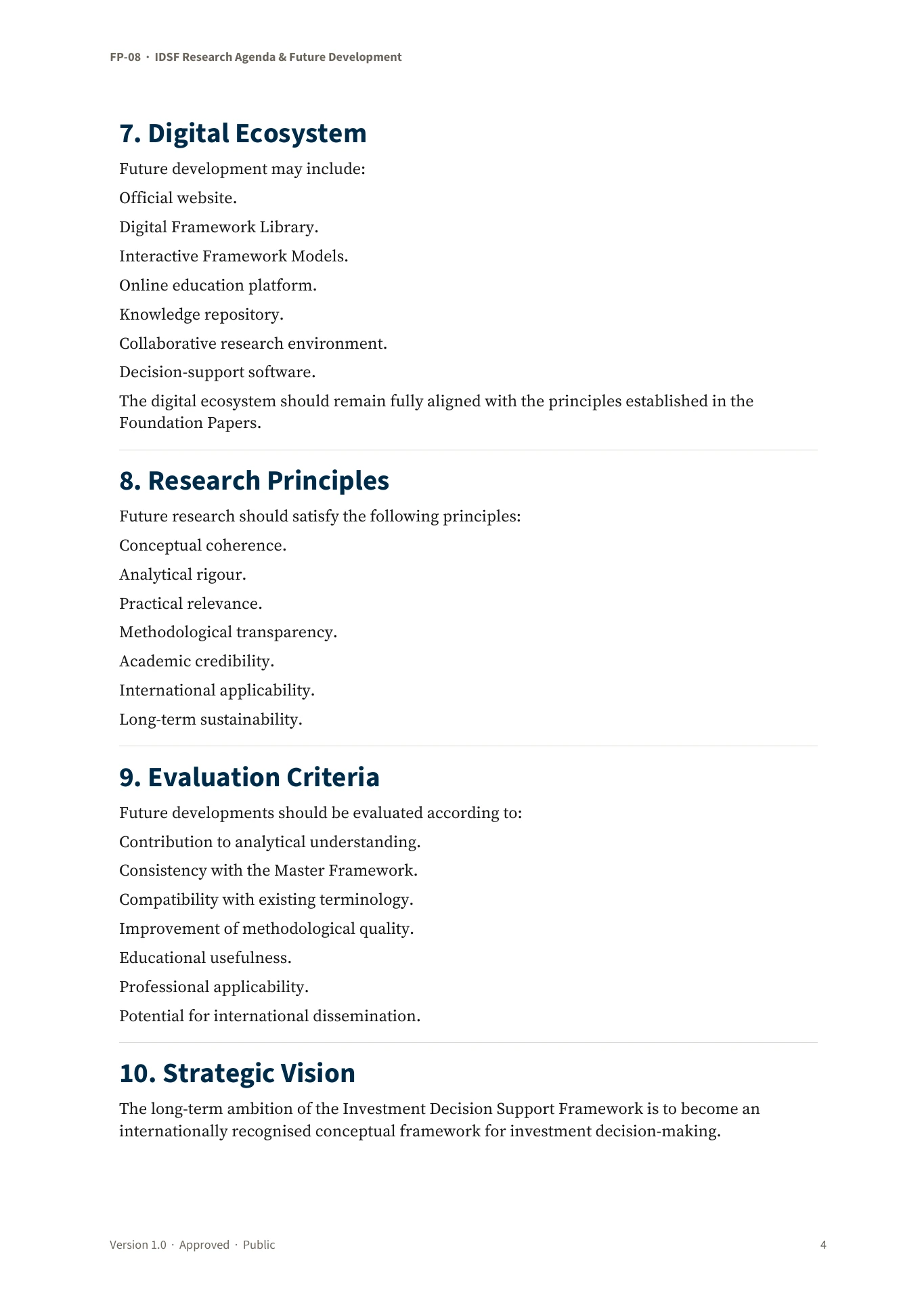 IDSF Research Agenda & Future Development — page 4 of 5