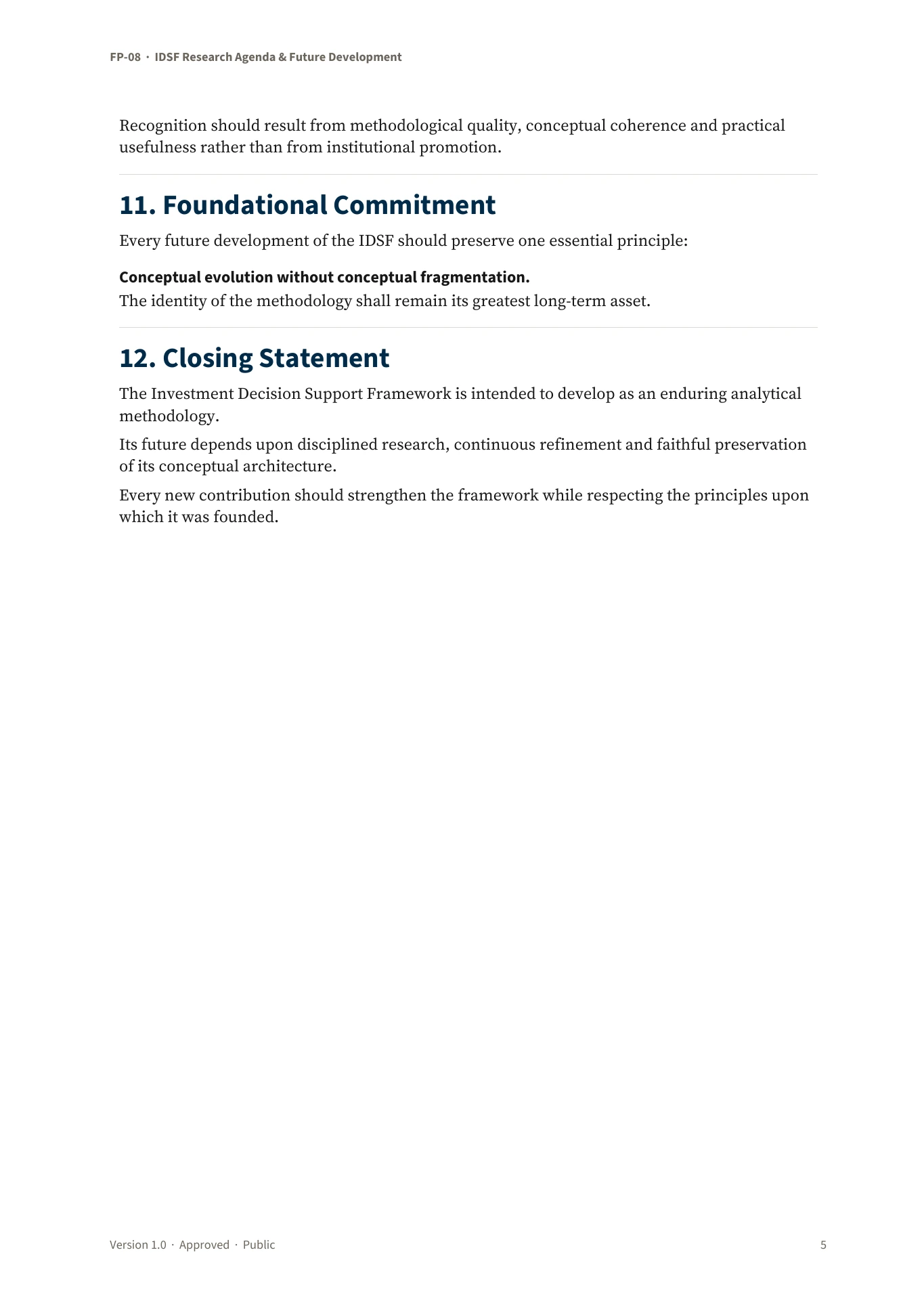 IDSF Research Agenda & Future Development — page 5 of 5